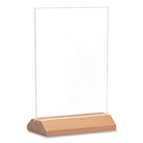 Excello Global Products Acrylic Sign Holder with Wood Base, 5 x 7 Insert (SGNHWB5X7)
