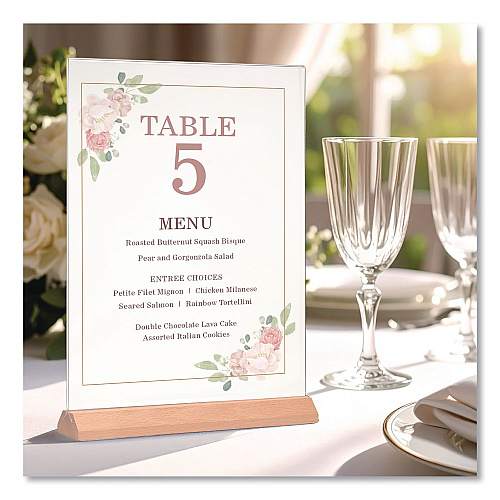 Excello Global Products Acrylic Sign Holder with Wood Base, 8.5 x 11 Insert (SGNHWB8511)