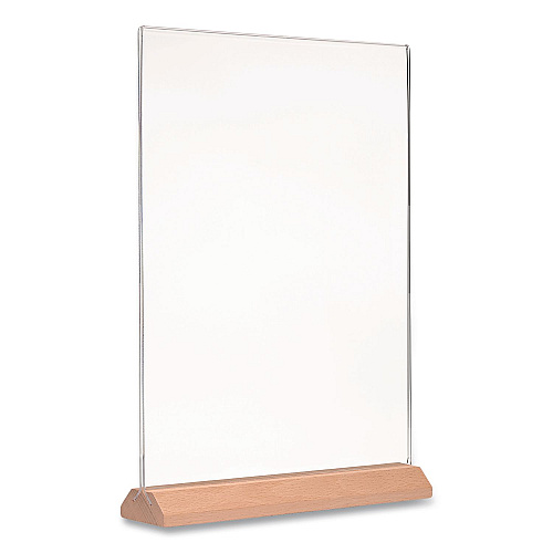 Excello Global Products Acrylic Sign Holder with Wood Base, 8.5 x 11 Insert (SGNHWB8511)