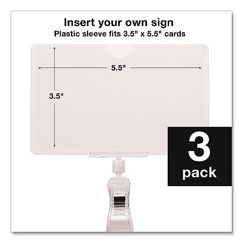 Global Printed Products Swivel Clip Signs, Clear, 3/Pack (CLIP35X55)