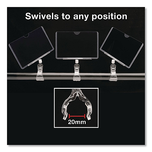 Global Printed Products Swivel Clip Signs, Clear, 3/Pack (CLIP35X55)