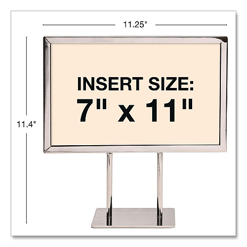 Global Printed Products Metal Countertop Sign Holder, 7 x 11 Insert, Silver (CTSGN7X11)