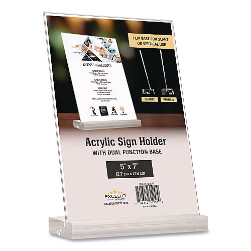 Global Printed Products Acrylic Sign Holder with Dual Function Base, 5 x 7 Insert (SGNHAB5X7)