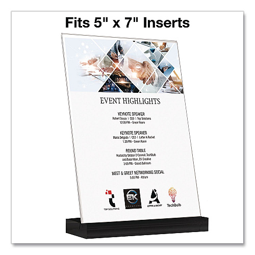 Global Printed Products Acrylic Sign Holder with Black Angled Base, 5 x 7 Insert (SGNHAB5X7BK)