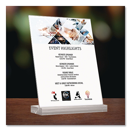 Global Printed Products Acrylic Sign Holder with Dual Function Base, 8.5 x 11 Insert (SGNHAB8511)