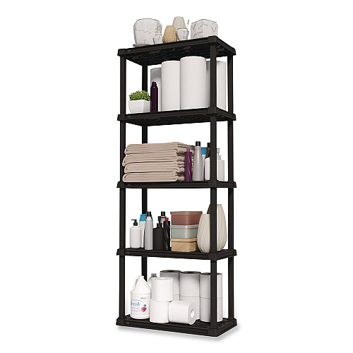 Iris Plastic Shelving Unit, 5 Shelves, 63.9 x 11.8 x 23.9, Black (140039)