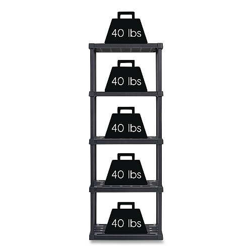 Iris Plastic Shelving Unit, 5 Shelves, 63.9 x 11.8 x 23.9, Black (140039)