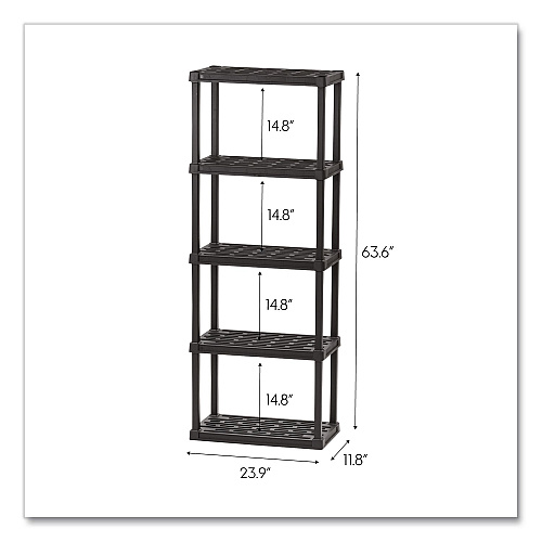 Iris Plastic Shelving Unit, 5 Shelves, 63.9 x 11.8 x 23.9, Black (140039)