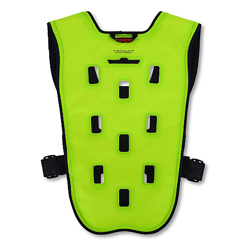 ergodyne Chill-Its 6684 Dry Evaporative Cooling Vest - Elastic Waist, Polyester/Polyurethane, Small/Medium, Lime (12737)