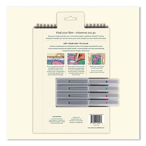 Lifelines FlowArt Dot-By-Letter Coloring Book, Botanic, with 4 Double-Sided Markers, All Ages, 20 Sheets (165005)