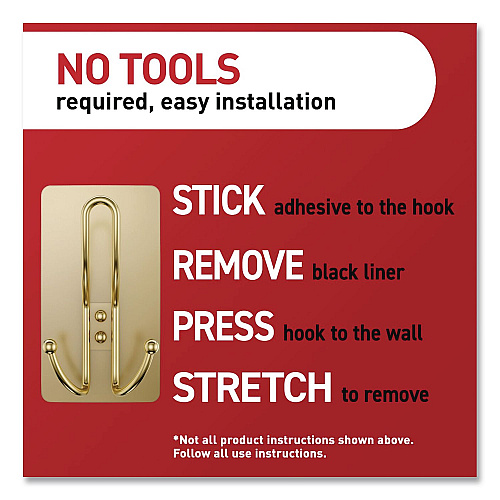 Command Decorative X-Large Triple Hooks, Plastic, Satin Brass, Supports 10 lb, 2/Pack (17038BR2ES)
