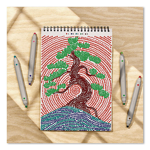 Lifelines FlowArt Dot-By-Letter Coloring Book, Landscapes, with 4 Double-Sided Markers, All Ages, 20 Pages (165008)
