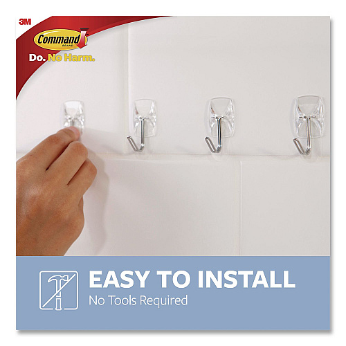 Command Small Wire Hooks, Small, Plastic/Metal Wire, White, 0.5 lb Capacity, 6/Pack (17067CLR6ES)