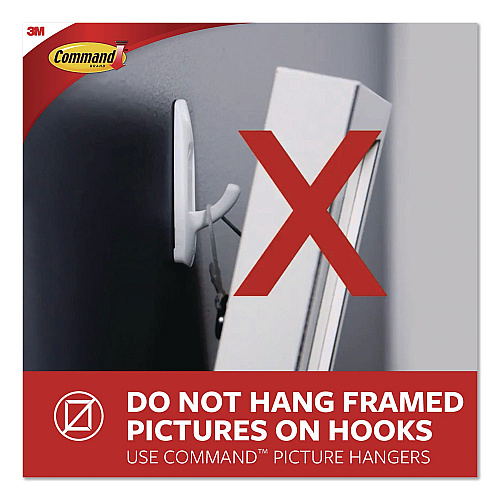 Command Small Wire Hooks, Small, Plastic/Metal Wire, White, 0.5 lb Capacity, 6/Pack (17067CLR6ES)