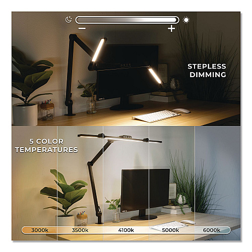 MOUNT-IT! LED Desk Lamp, Articulating Neck, 20.2" High, Matte Black (TS7011)