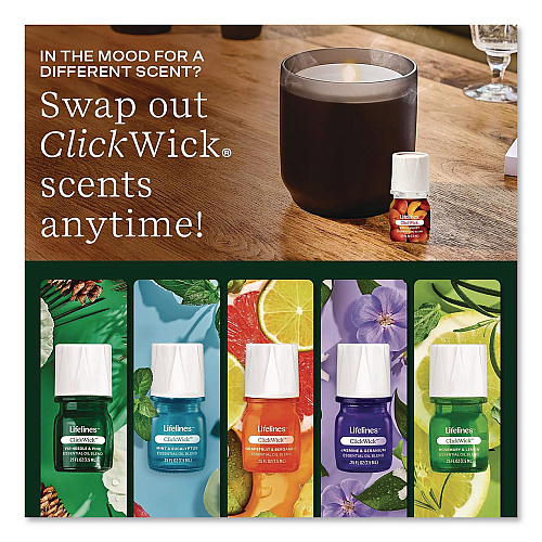 Lifelines ClickWick Sunkissed Escape Essential Oil Set, Coconut Hibiscus/Desert Winds/Peach Velvet/Vanilla Tangerine, 0.25 oz Bottle (LL113008)
