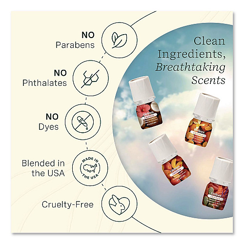 Lifelines ClickWick Sunkissed Escape Essential Oil Set, Coconut Hibiscus/Desert Winds/Peach Velvet/Vanilla Tangerine, 0.25 oz Bottle (LL113008)