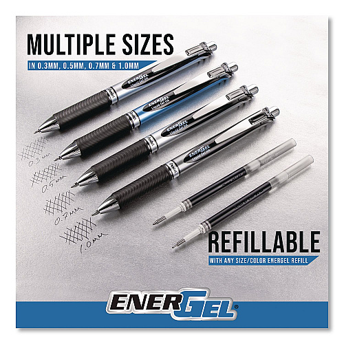 Pentel EnerGel RTX Gel Pen, Retractable, Medium 0.7 mm, Assorted Ink, Assorted Barrel, 6/Pack (BL77BP6M)