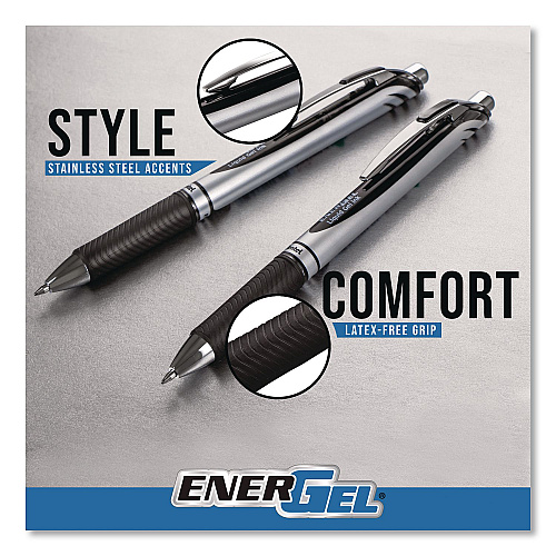 Pentel EnerGel RTX Gel Pen, Retractable, Medium 0.7 mm, Assorted Ink, Assorted Barrel, 6/Pack (BL77BP6M)