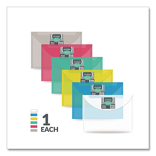 C-Line Reusable Poly Envelope, Hook/Loop Closure, 9.37 x 13, Randomly Assorted Colors (58000)