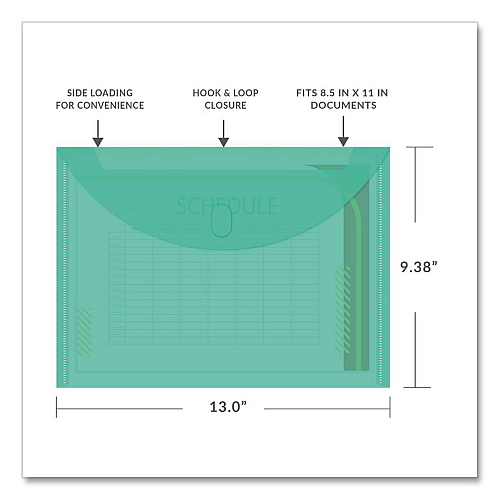 C-Line Reusable Poly Envelope, Hook/Loop Closure, 9.37 x 13, Randomly Assorted Colors (58000)