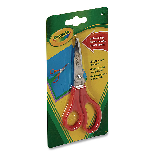 Crayola Kid's Scissors, Pointed Tip, 8" Long, Straight Red Handle (693010)