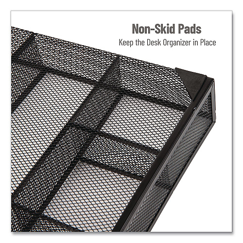Mind Reader 6-Compartment Metal Drawer Organizer, 12 x 15 x 2.25, Black, 2/Pack (2DEERBLK)