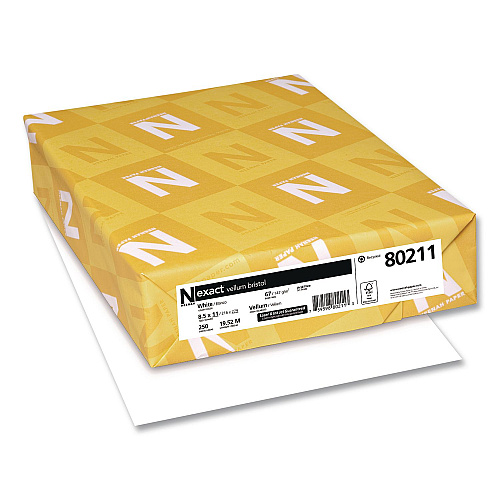 Neenah Paper Exact Vellum Bristol, 67 lb Bristol, 8.5 x 11, White, 250 Sheets/Ream, 8 Reams/Carton (80211CT)