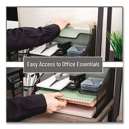 Mind Reader Metal Desk Organizer Letter Tray, 5 Sections, Letter Size, 11.5 x 12.5 x 9.5, Black, 2/Pack (2MESHBOX5BLK)