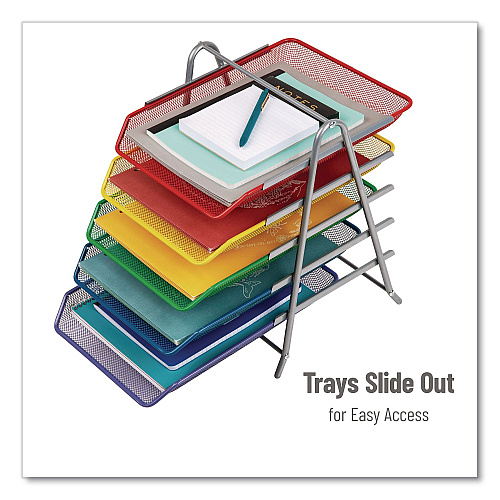 Mind Reader Tiered Metal Mesh Desk Tray Organizer, 5-Tier, Letter Size, 14 x 11.75 x 15, Assorted Color (5TPAPERASST)