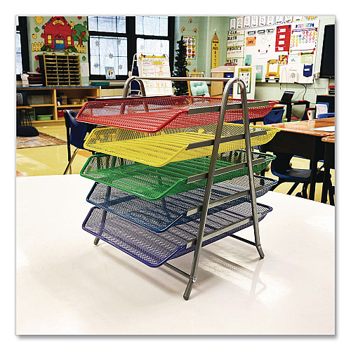 Mind Reader Tiered Metal Mesh Desk Tray Organizer, 5-Tier, Letter Size, 14 x 11.75 x 15, Assorted Color (5TPAPERASST)
