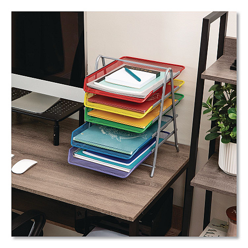 Mind Reader Tiered Metal Mesh Desk Tray Organizer, 5-Tier, Letter Size, 14 x 11.75 x 15, Assorted Color (5TPAPERASST)