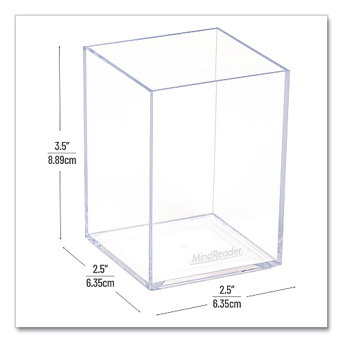 Mind Reader Plastic Pen Cup Holder, 2.5" x 2.5" x 4", Clear (ACPENCLR)