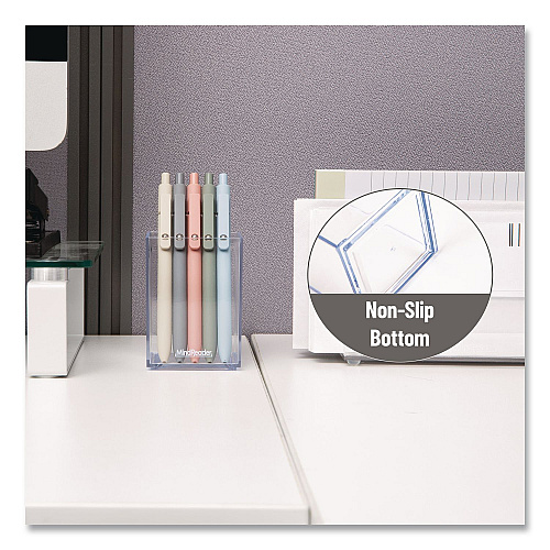 Mind Reader Plastic Pen Cup Holder, 2.5" x 2.5" x 4", Clear (ACPENCLR)