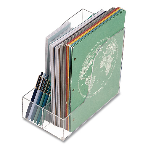 Mind Reader 3-Compartment Desk Organizer, 6 x 11 x 9.75, Clear, Acrylic (AMAGCLR)