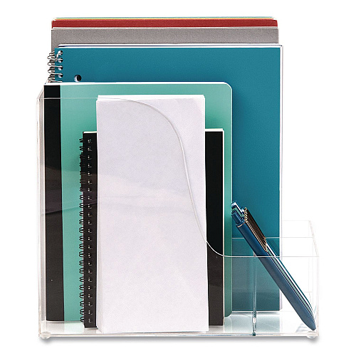 Mind Reader 3-Compartment Desk Organizer, 6 x 11 x 9.75, Clear, Acrylic (AMAGCLR)