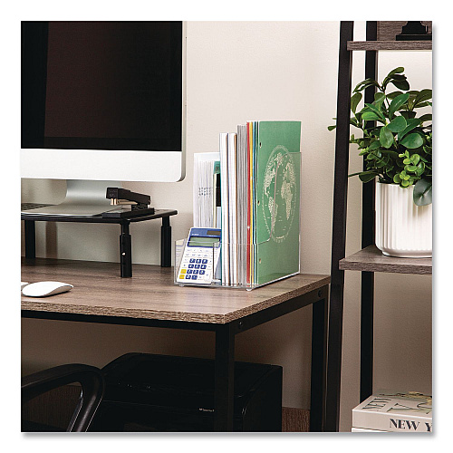 Mind Reader 3-Compartment Desk Organizer, 6 x 11 x 9.75, Clear, Acrylic (AMAGCLR)