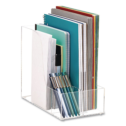 Mind Reader 3-Compartment Desk Organizer, 6 x 11 x 9.75, Clear, Acrylic (AMAGCLR)