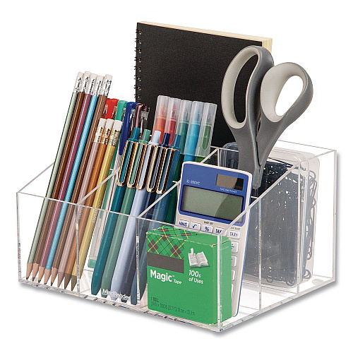 Mind Reader 7-Compartment Desk Tray, 8.5 x 6.5 x 4.75, Clear, Acrylic (AORGCLR)