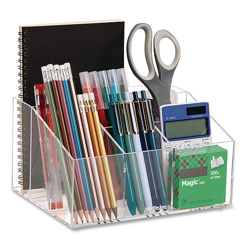 Mind Reader 7-Compartment Desk Tray, 8.5 x 6.5 x 4.75, Clear, Acrylic (AORGCLR)