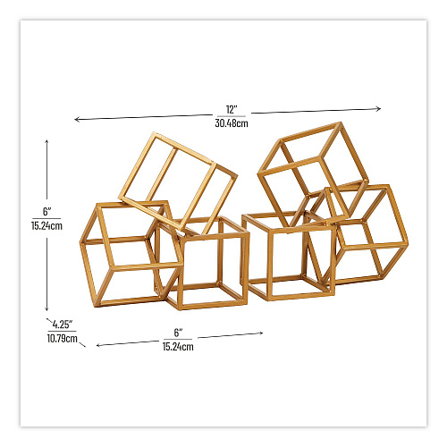 Mind Reader Geometric Cube Metal Bookends, Nonskid Base, 4.25 x 6 x 6, Iron, Gold (BLOCKS2GLD)