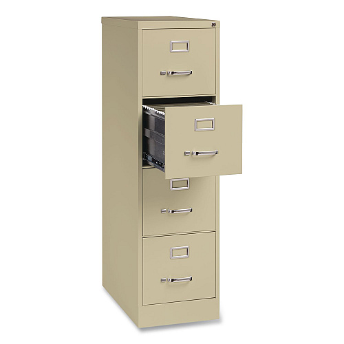Hirsh Industries Commercial Vertical Letter File Cabinet, 4 Letter-Size File Drawers, 15 x 25 x 52, Putty (14115)