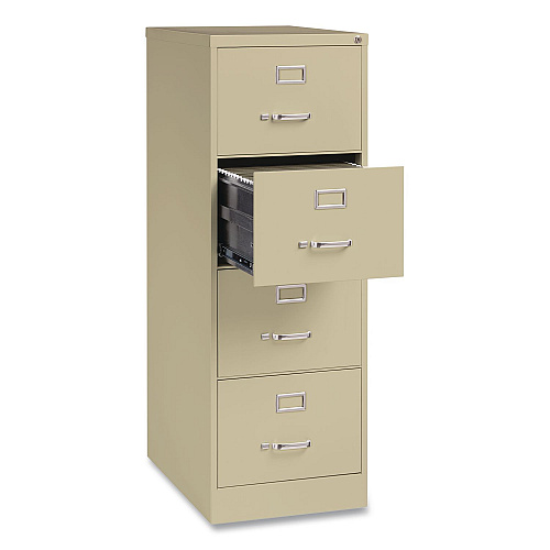 Hirsh Industries Commercial Vertical Legal File Cabinet, 4 Legal Size File Drawers, 18 x 26.5 x 52, Putty (14106)