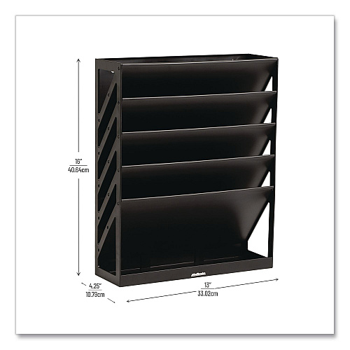 Mind Reader 5-Compartment Plastic Mountable Wall File, 5 Sections, Letter Size, 13 x 4.25 x 16, Black (WALLANCHBLK)