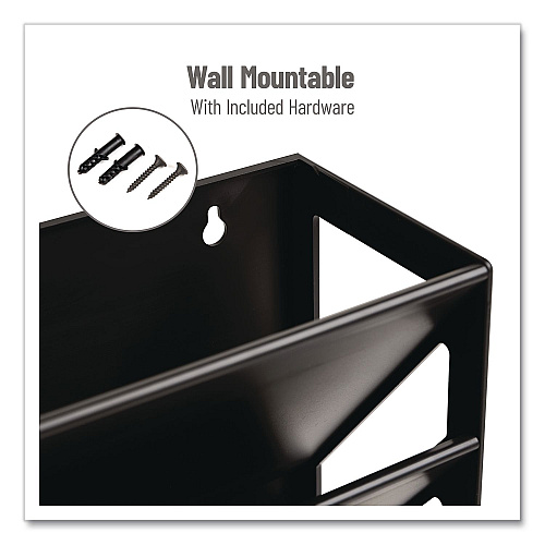 Mind Reader 5-Compartment Plastic Mountable Wall File, 5 Sections, Letter Size, 13 x 4.25 x 16, Black (WALLANCHBLK)