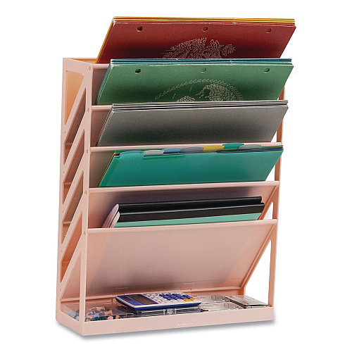 Mind Reader 5-Compartment Plastic Mountable Wall File, 5 Sections, Letter Size, 13 x 4.25 x 16, Pink (WALLANCHPNK)