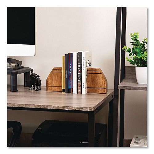 Mind Reader Wood Rustic Bookends, Nonskid Base, 1.5 x 4 x 4.75, Brown (WOODEND2BRN)