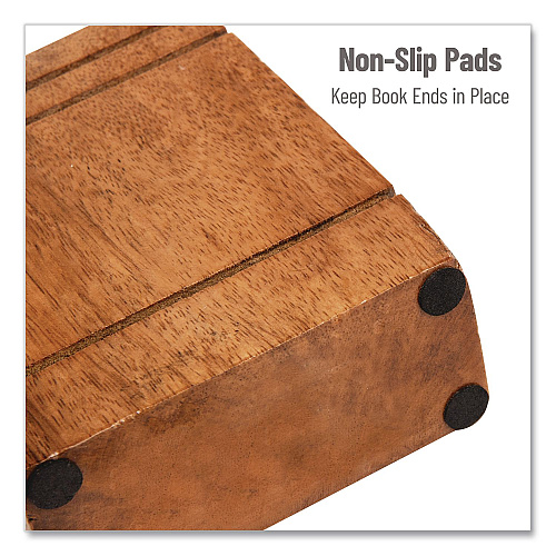 Mind Reader Wood Rustic Bookends, Nonskid Base, 1.5 x 4 x 4.75, Brown (WOODEND2BRN)