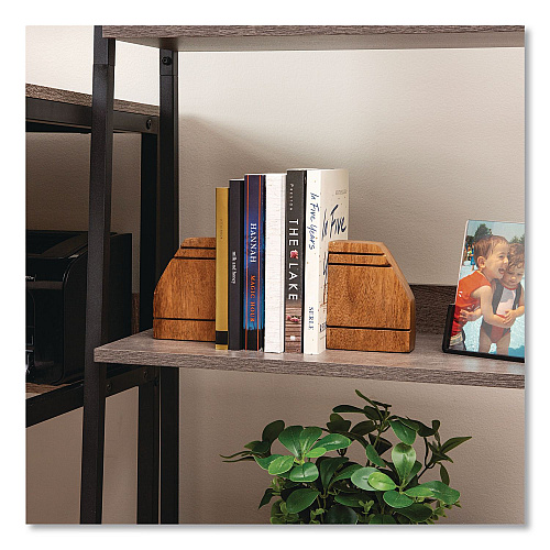Mind Reader Wood Rustic Bookends, Nonskid Base, 1.5 x 4 x 4.75, Brown (WOODEND2BRN)