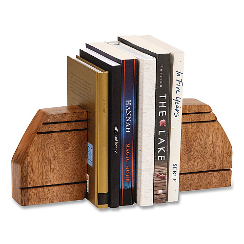 Mind Reader Wood Rustic Bookends, Nonskid Base, 1.5 x 4 x 4.75, Brown (WOODEND2BRN)